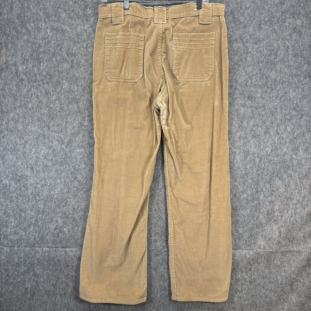 Vintage 1970s Levi's Corduroy Flare Pants 33x29 Tan Talon Zip USA Distressed - Picture 10 of 16